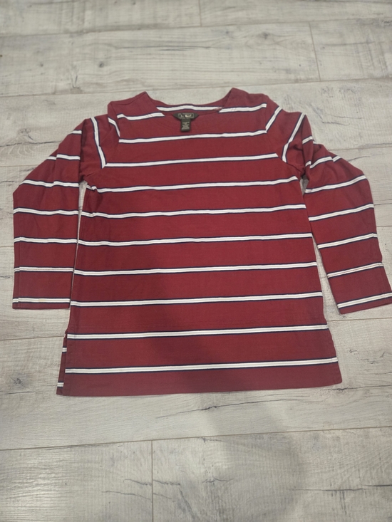 L.L. Bean Tops - L.L. Bean Red Long-Sleeve Striped Tee with White & Navy Bands